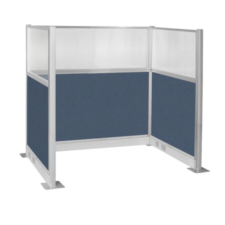 Versare Pre-Configured Hush Panel Electric Cubicle (U Shape) 6' x 4' W/ Window Ocean Fabric 1859394